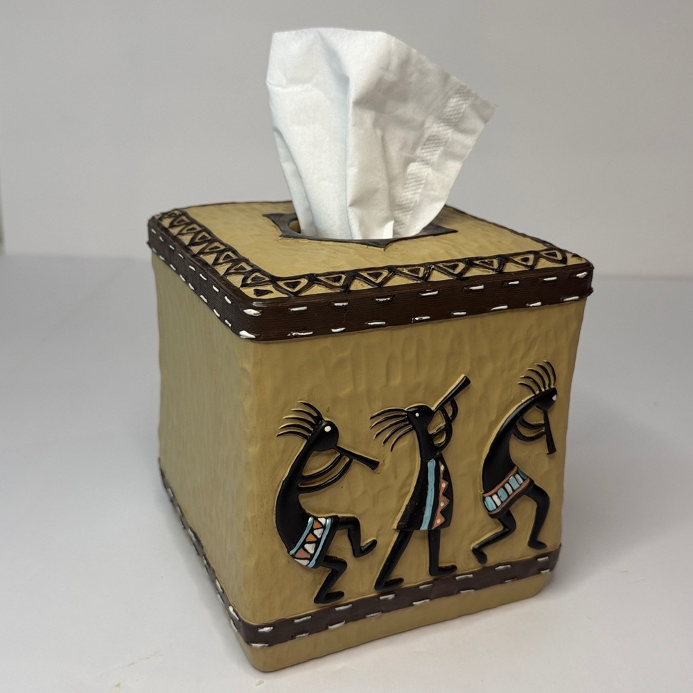 Avanti Southwest Kokopelli Saddle Stitching Resin Ceramic Tissue Box Cover